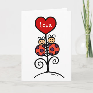 Cartão De Festividades Desenho de Casal Ladybug