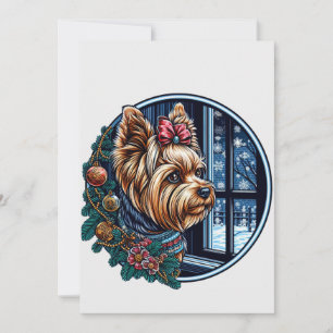 Cartão De Festividades Desenho de Natal Yorky para todos.