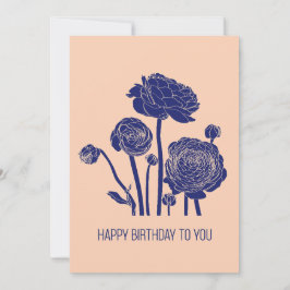 Cartão De Festividades Desenho de tinta de linha de flores aleatórias.