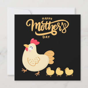 Cartão De Festividades Desenho do Dia das Mães da Galinha Mãe e seus Pint