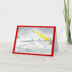 Cartão De Festividades Desenho do farol do Feliz Natal