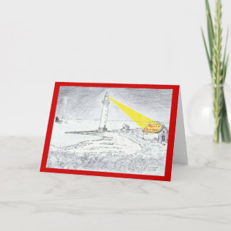 Cartão De Festividades Desenho do farol do Feliz Natal
