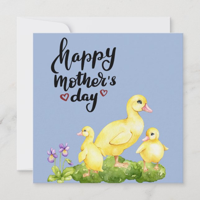 Cartão De Festividades Desenho do Pato-Mãe e dos Patos (Frente)