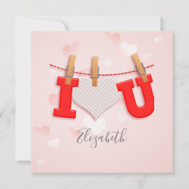 Cartão De Festividades Desenho e caligrafia de texto Vintage I Heart You
