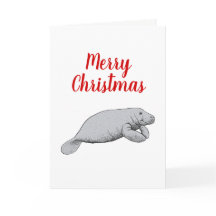 Desenho Vintage de Peixe-boi Natal Xmas