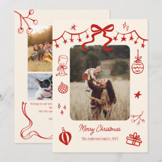 Cartão De Festividades desenhos caprichosos de Natal script 5 fotos