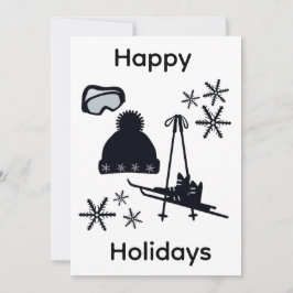 Cartão De Festividades Desenhos de esqui preto & inverno
