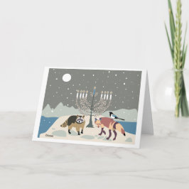Cartão De Festividades Desert Life Hanukkah: raccoon, magpie and fox