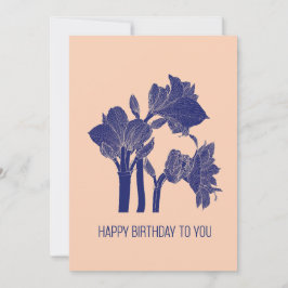 Cartão De Festividades Design com amaryllis flores, linha de arte.