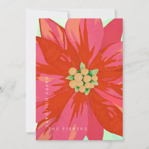 Cartão De Festividades Design custom poinsettia pintada à mão e ousada