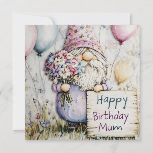 Cartão De Festividades Design de aniversário Gnomo para Mãe