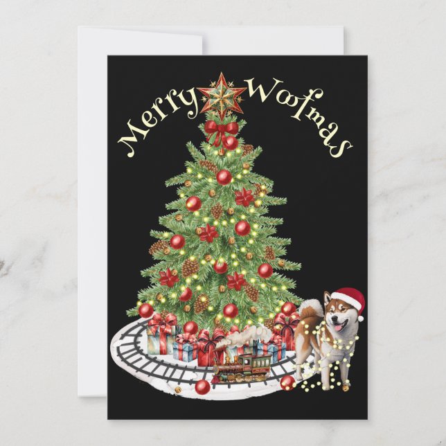 Cartão De Festividades Design de Cachorro de Woofmas feliz - Akita (Frente)