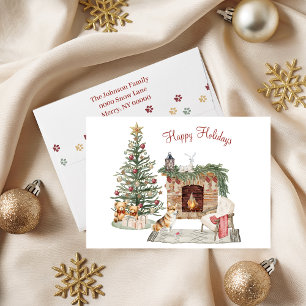 Cartão De Festividades Design de Cachorro Feliz Pawlidays - Corgi