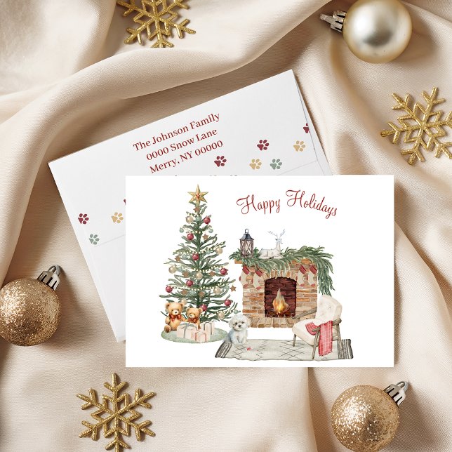 Cartão De Festividades Design de Cachorro Feliz Pawlidays - Maltês (Criador carregado)