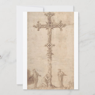 Cartão De Festividades Design de Crucifix com a Virgem Maria