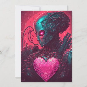 Cartão De Festividades Design de "Cyber Valentine" de Mulher Cibernética