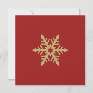 Cartão De Festividades Design de floco de neve Dourado em Vermelho