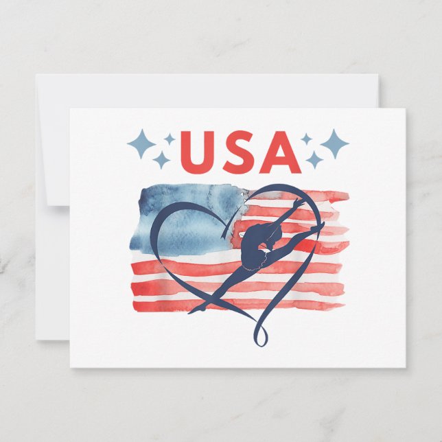 Cartão De Festividades Design de ginástica Patriótica Americana (Frente)