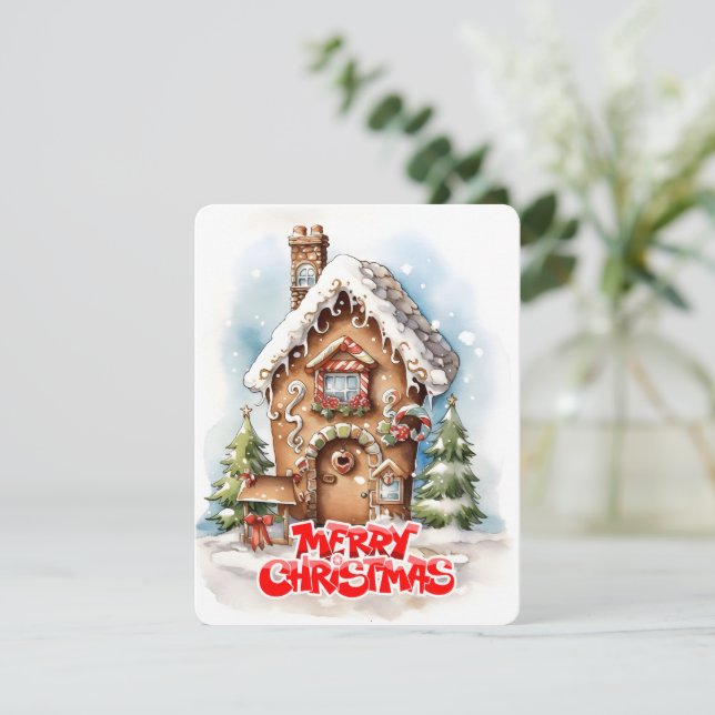 Cartão De Festividades design de gingerhouse de natal alegre (Em pé/Frente)