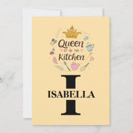 Cartão De Festividades Design de Monograma com Nome da Rainha da Cozinha