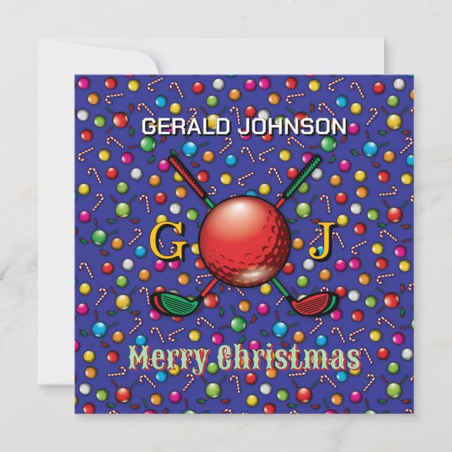 Cartão De Festividades Design de Monograma de Natal Personalizado para Go (Frente)