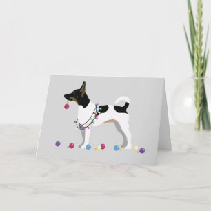 Cartão De Festividades Design de Natal Rat Terrier Silhouette