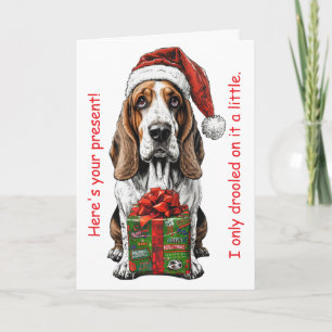 Cartão De Festividades Design de presente de Natal engraçado de Basset Ho