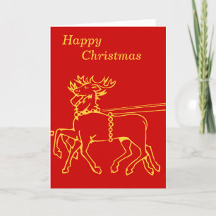 Cartão De Festividades design de renas de ouro minimalista para natal
