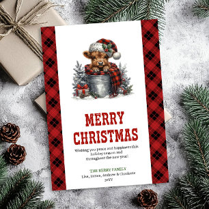 Cartão De Festividades Design de saudação de Natal de vaca das Terras Alt