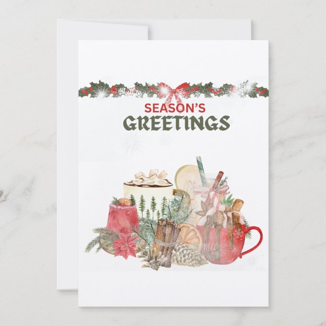 Cartão De Festividades Design de Saudações da Estação (Frente)