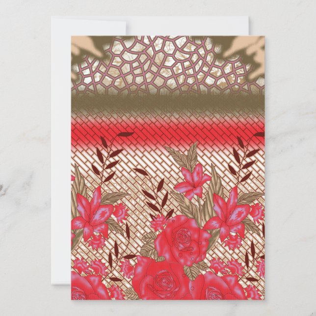 Cartão De Festividades Design de tecido de intricato com padrões florais (Frente)