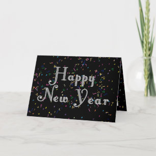 Cartão De Festividades Design de Texto Feliz Ano Novo