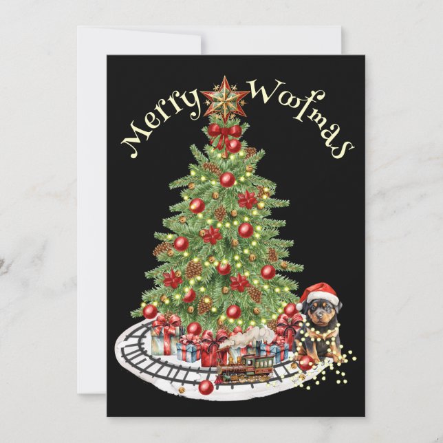 Cartão De Festividades Design do Cachorro de Woofmas da feliz - Rottweile (Frente)