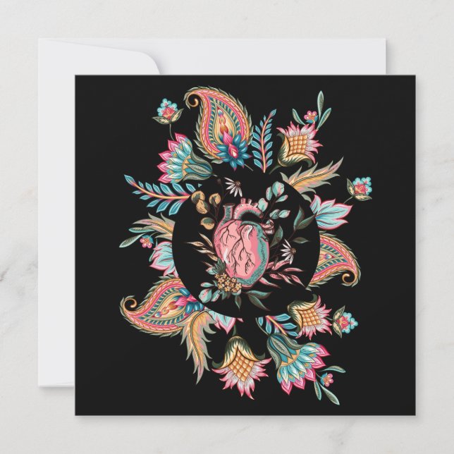 CARTÃO DE FESTIVIDADES DESIGN FLORAL DO CORAÇÃO HUMANO (Frente)