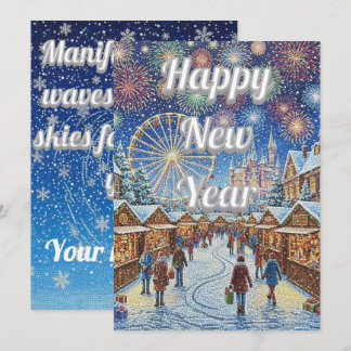 Cartão De Festividades Design personalizado de Ano Novo com céu azul