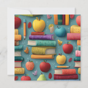 Cartão De Festividades Design Reproduzível de Volta à Escola com Livros e