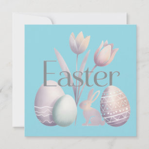 Cartão De Festividades Design Tipográfico Minimalista de Páscoa em Aquare