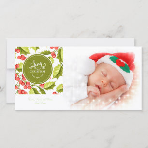 Cartão De Festividades Design Tradicional de Natal com Foto de Feliz Nata