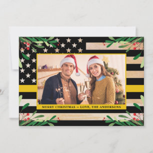 Cartão De Festividades Despachante 911 Natal Foto Personalizada Bandeira