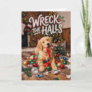 Cartão De Festividades Destrua os Corredores Cachorro Natal Golden Retrie