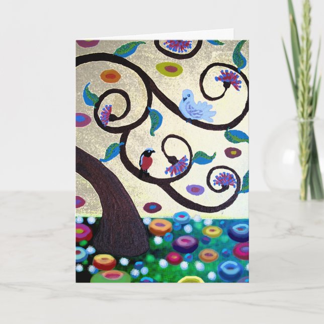 Cartão De Festividades Detalhe da Árvore da Vida Feliz de Natal (Frente)