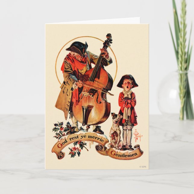 Cartão De Festividades Deus Descanse Ye Merrie Cavalheiros (Frente)