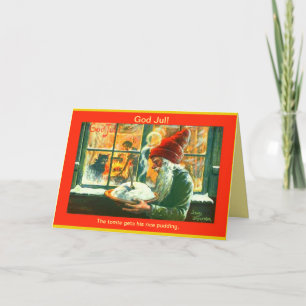Cartão De Festividades Deus sueco julho Tomte do Natal do vintage ou