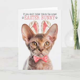 Cartão De Festividades Devon Rex Cat em Bunny Ears para Páscoa