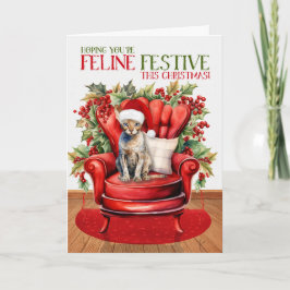 Cartão De Festividades Devon Rex Christmas Cat FELINE