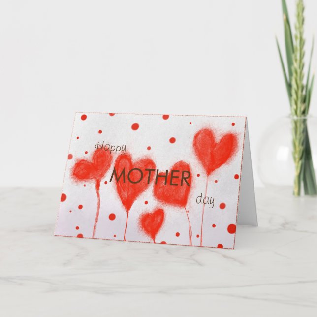 Cartão De Festividades Dia da mãe dos corações (Frente)