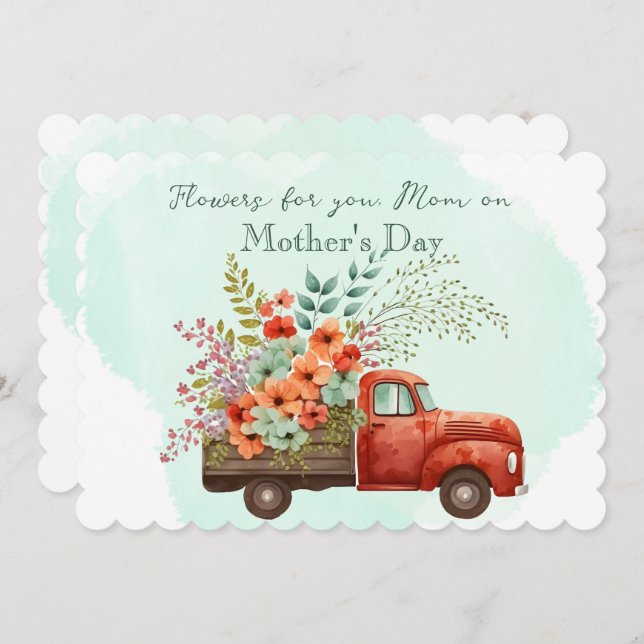 Cartão De Festividades Dia das Mães Carregamento de Flores (Frente/Verso)