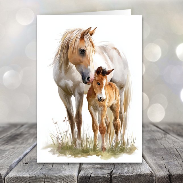 Cartão De Festividades Dia das Mães Cavalo e Potro (Criador carregado)