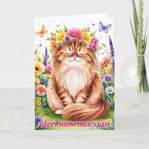 Cartão De Festividades Dia das Mães de Gato Engraçado
