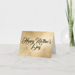 Cartão De Festividades Dia das Mães Elegante Dourado Personalizado 